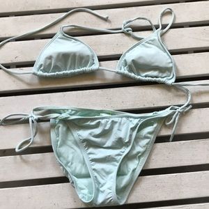 Two piece mint green bathing suit